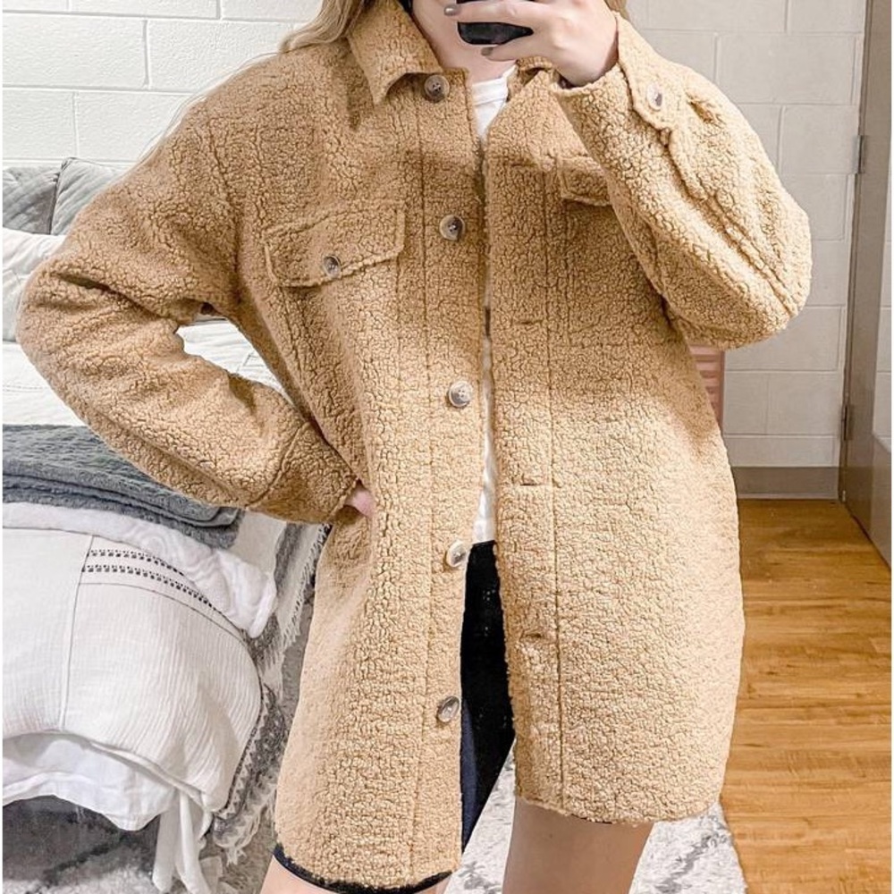 Joie‎ Teddy Jacket Shacket Coat Oversized Tan size S NWOT